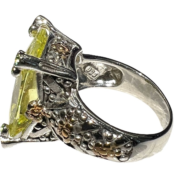 STERLING SILVER LIME GREEN FACETED STONE COCKTAIL RING SIZE 7 - Picture 14 of 16
